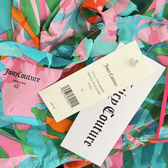 NEW! JUICY COUTURE Tropical Palm Print Zip Crop Top, Size XS - Picture 11 of 15